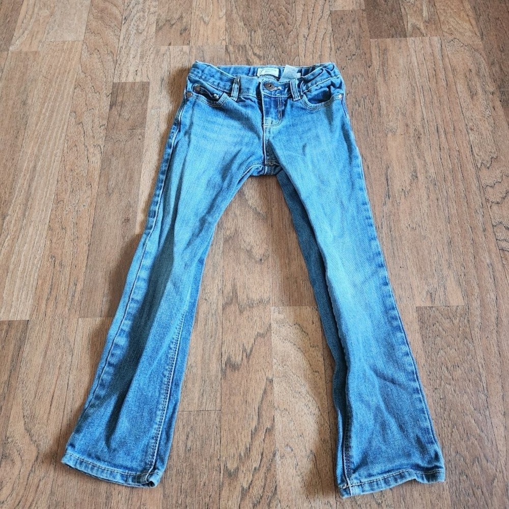 OshKosh Bgosh Girls Blue Skinny Jeans Adjustable Waist Stretch Denim Size 5 623